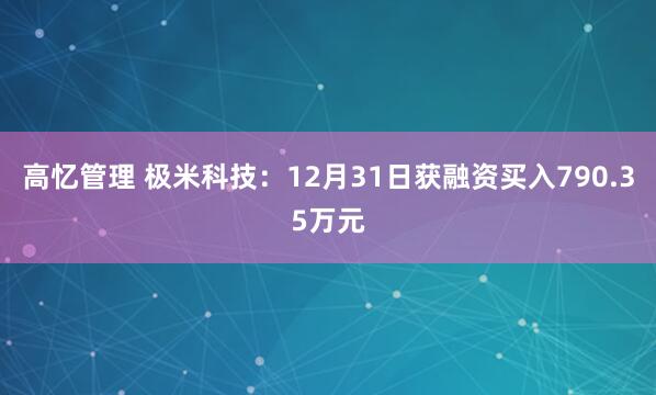 高忆管理 极米科技：12月31日获融资买入790.35万元