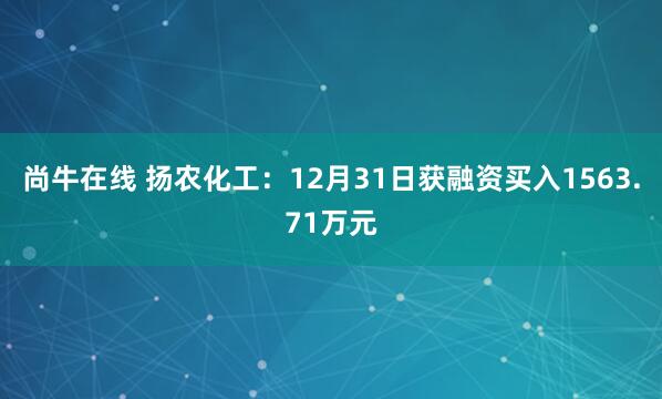 尚牛在线 扬农化工：12月31日获融资买入1563.71万元